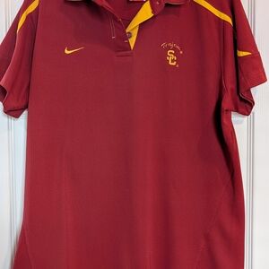 Nike Red and Yellow Polo Shirt with Classic Collar